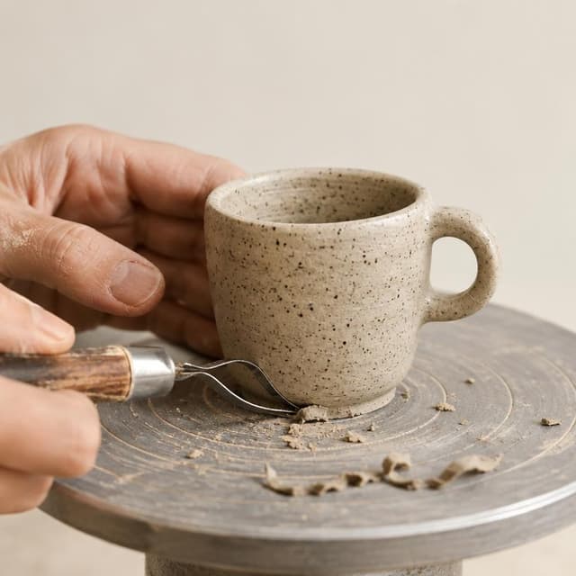 Cup being trimmed